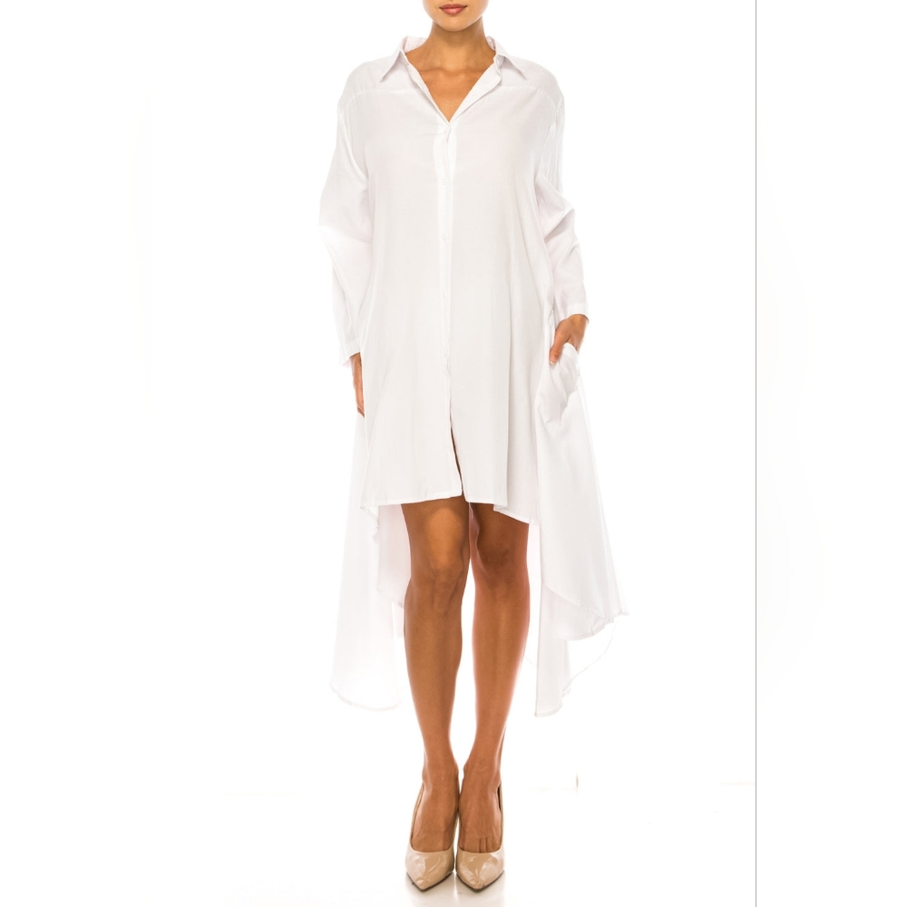 Vivid Long Sleeve Button-Down Shirt Dress. 5268